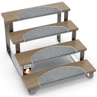 Floordirekt Stufenmatte London Pro, Im modernen Design, Halbrund, Rutschhemmende Oberfläche grau