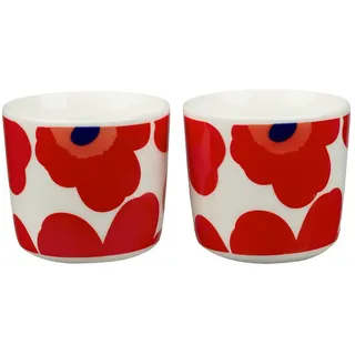 Marimekko - Oiva Unikko Becher (2er-Set), 200 ml, weiß / rot