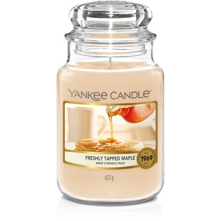 Yankee Candle Duftkerze, Große Kerze im Glas, Beige, 10.7 cm, Freshly Tapped Maple