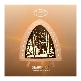 Weigla Lichterbogen LED Sterntaler, Holz Dekolampe, Märchen, NATUR-BRAUN, Made in Germany (1-tlg), Erzgebirge garantiert, Weihnachtsdeko Innen, Weihnachtsbeleuchtung beige|braun