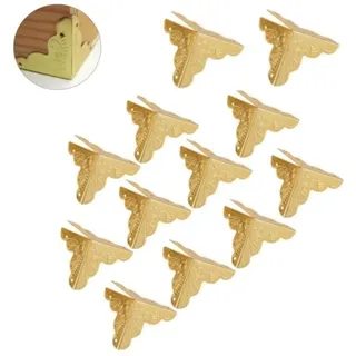 12 Stück Dekorative Eckenschützer Für Metallboxen, Schmuckkästchen, Tischkantenschutz, Eisenkantenschutz (gold)