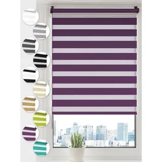Doppelrollo Klemmfix ohne Bohren Rollos für Fenster und Tür Seitenzugrollo, Sonello, blickdicht, ohne Bohren, freihängend, Klemmfix, 30cm x 130cm Lila Duo Rollo, Lichtschutz, Jalousie mit Klemmträger lila 30 cm x 130 cm