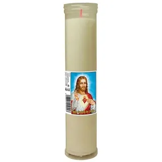 Packung mit 12 weißen transparenten Kerzen, Heiliges Herz von Jesus, 27 cm, liturgischer Votivkerzen, Friedhof und Kirchen