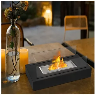FIVMEN Tischfeuer Ethanol Tischkamin Indoor Outdoor Eckig/Rund Kamin Tischfeuerstelle (inkl Natursteinen, Unendliche Brenndauer, Balkon Deko Garten)