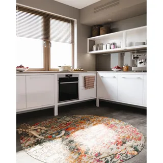 benuta Nest Vintage Teppich Casa - Mehrfarbig 160 cm rund - Teppich für Wohnzimmer, Schlafzimmer und Flur - Pflegeleicht - Fußbodenheizung Geeignet