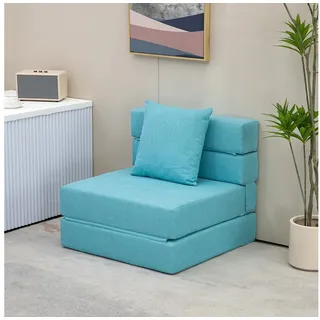 Homcom Schlafsessel 2-in-1 Polyester 70 x 61 x 70 cm Blau mit Kissen