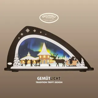 Weigla - Schwibbogen Erzgebirge I Motiv Weihnachten Polarlicht, Lichterbogen aus Holz
