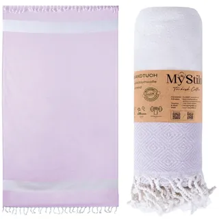 MyStilo Strandtuch Saunahandtuch XXL - Dickes, Weiches Badetuch 100x200cm, Schnelltrocknend - Premium Hamamtuch mit Diamantmuster für Männer, Frauen (Lila)