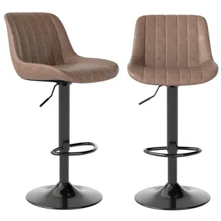 LuxusKollektion Barhocker Barhocker drehbar höhenverstellbar Lehne PU Leder braun 2er Set Braun braun