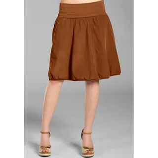 Caspar Faltenrock RO004 Damen Cord Rock knielang mit hohem elastischem Bund - Made in Italy braun S-M