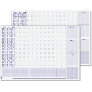 SIGEL HO355/2 Papier-Schreibtischunterlage, ca. DIN A2, mit 3-Jahres-Kalender und Wochenplan 2024 - 2026, 30 Blatt, 2er Pack, vegan, aus nachhaltigem Papier und Verpackung