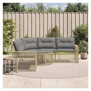 vidaXL Garten-Lounge-Set L-Form mit Kissen und Fußbank beige