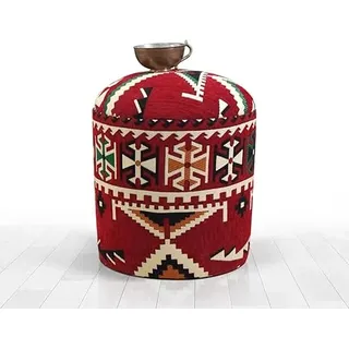 Atelier Del Sofa Stilvoller Pouf, 46 cm hoch x 40 cm tief | 50% Baumwolle/50% Polyester, 7 cm orthopädischer Schaumstoff | PVC-beschichtete, verdeckte Beine, rustikales und orientalisches Design