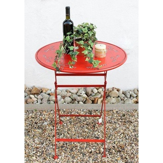 DanDiBo Bistrotisch Tisch Bistrotisch Rot Rund Ø65cm Klapptisch Gartentisch Metall Passion rot
