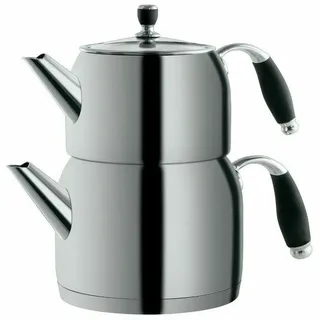 Mulex Teekessel Caydanlik Takimi Teekocher Teekannen Set Silber MX02 1L/2L