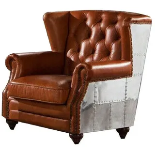 Xlmoebel Ohrensessel Ohrensessel aus Vintage-Zigarrenleder mit hohem Sitzkomfort (Ohrensessel), Hergestellt in Europa braun