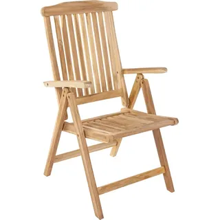 Hochlehner Aruba, Teak-Holz, Klappstuhl 5-Fach verstellbar, Massivholz - Naturbelassen