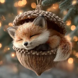 3D Forests Animal Acorn Ornaments, Waldtiere Eichels Ornaments, Lustiger Weihnachtsbaumschmuck Waldtier für Heims Deko, Niedliche Tannenzapfen Tiere Anhänger Weihnachtsbaumschmuck (#A)