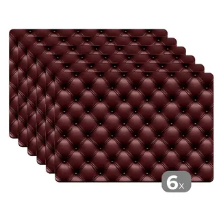 MuchoWow Platzset Leder - Muster - Bordeaux, (6-St), Platzsets, Tischset, Abwaschbar, Tischsets, Platzdeckchen