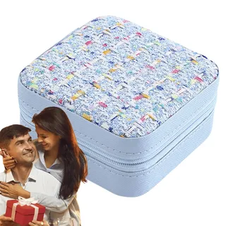Qurygin Reise-Schmuckkästchen, Reise-Schmuck-Organizer | Quadratisches tragbares Schmucketui aus PU-Leder - Schmuck-Organizer zur Aufbewahrung von Ringen, Ohrringen, Halsketten und Armbändern,