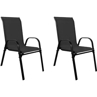 FineHome XL Stapelsessel Gartenstuhl 53 x 73 x 92 cm schwarz 2 St.