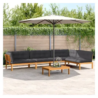 vidaXL Garten-Sofagarnitur 5-tlg. Braun