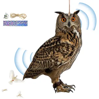 2 Stück Vogelschreck Vogelabwehr Eule, Raben Attrappe Taubenabwehr Balkon, Taubenabwehr Windspiel, Krähenabwehr, Eule Vogelscheuche Mit Reflektorband Vögel Vertreiben Schutz Garten, Garage