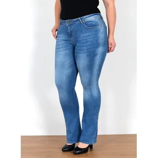 ESRA Bootcut-Jeans Stretch Jeans Damen High Waist Bootcut Jeans bis Übergröße Plus Size Wide Leg Jeans Damen Bootcut Schlaghose Damen Jeans Flared High Waist blau 38