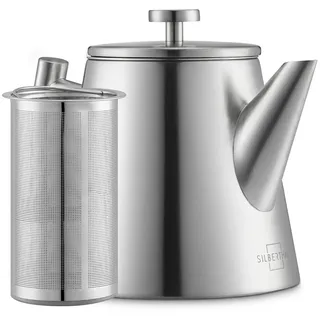 SILBERTHAL Teekanne Teekanne Edelstahl 1,0l Silber 2.0, 1 l, Doppelwandig-isoliert silberfarben