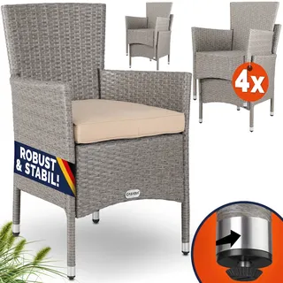 CASARIA Polyrattan Gartenstuhl 59 x 59 x 108 cm beige/weiß 4 St.