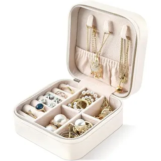 Schmuckkästchen (cremefarben) Für Damen, Mädchen, Herren Und Kinder, Reise-schmuckkästchen, Kleines Schmuckkästchen Zur Aufbewahrung Von Halsketten, Ohrringen Und Armbändern, Schwarz