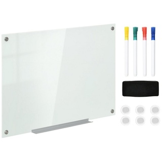Vinsetto Whiteboard Marker Staffelei Glastafel mit 4 Stifte, 6 Magnete, 1 Schwamm,1 Ablage, (Wandtafel, 4-tlg., Magnettafel), Wandmontage leicht abwischbar 90 x 60 cm weiß