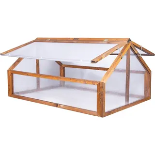 Greenspot - Frühbeetaufsatz - Minigewächshaus - 120 x 80 x 60 cm LxBxH, aus Holz und Kunststoff - für Garten, Frübeet, Hochbeet - für Kräuter, Gemüse, Blumen - Timber Palisanderbraun
