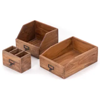 Design Delights Organizer-Set, Natur, Holz, 16x21x24 cm, Arbeitszimmer, Schreibtische