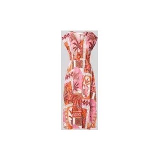 Midikleid im Allover-Look mit V-Ausschnitt, Pink, 42
