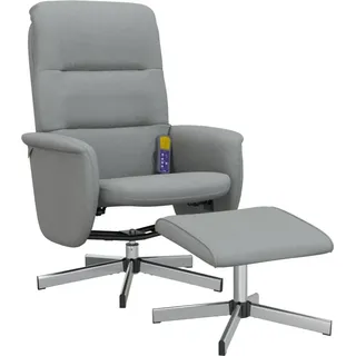 vidaXL Massagesessel mit Fußhocker Polyester 75 x 105 x 75 cm Hellgrau drehbar