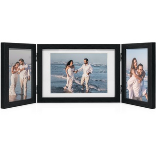Afuly Bilderrahmen Collage Schwarz 3 Bilder für 10x15 und 13x18 Fotos Mehrfach Holz Fotorahmen Family Hochzeit Geschenk