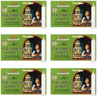 Knox Pyramidenkerzen weiß, 6er Pack (6 x 50 Stück), Größe: ca. 14 x 70 mm Weihnachtskerzen