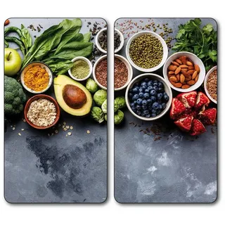 Kesper Herd-Abdeckplatte Herdabdeckplatten AVOCADO, Glasofenschutz, 2 Stück, KESPER, Glas, (2er-set, bestehend aus 2 Herdabdeckplatten)