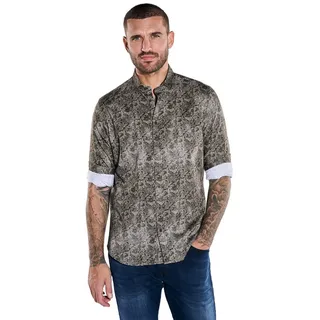 emilio adani Langarmhemd Herren Jerseyhemd mit Paisley-Muster, Braun braun L