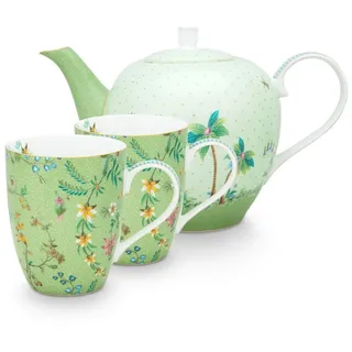Pip Studio Jolie Flowers Teeset 3-tlg. grün