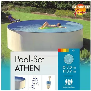 SUMMER FUN Stahlwandpool Set rund Athen 300 x 90 cm blau-weiß
