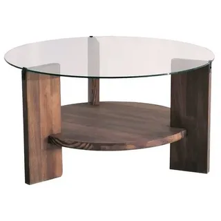 Skye Decor Couchtisch Neostill Mahal (Glastisch), Kombination aus Massivholz und Glas, Rund, 75x75