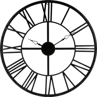 Schwarze Wanduhr Ø 70 cm, moderne Uhr, große Uhr, Wohnzimmer Uhr, schwarze Uhr, dekorative Uhr, Metall-Wanduhr - Schwarz