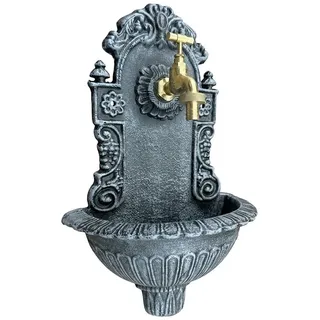 relaxdays Gartenbrunnen Wandbrunnen antik, grau grau