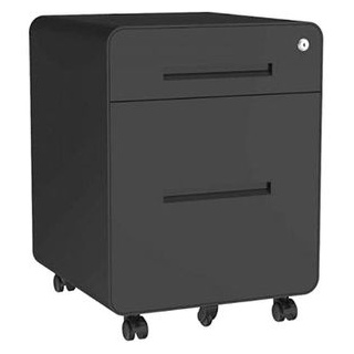 FlexiSpot Rollcontainer CB8, Metall, schwarz, mit 2 Schüben, abschließbar