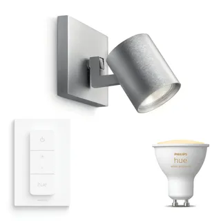 Philips Hue Runner Aufbaustrahler (Aluminium) - 1-Flammig - Warm/Kaltweiß | Inkl. Hue Dimmer Switch - Wand- oder Deckenstrahler - GU10 - Hue White Ambiance