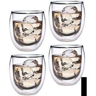 Feelino Latte Macchiato Gläser Doppelwandig, 4er-Set Kaffee Gläser, Doppelwandige Thermo-Gläser, Isolierte Cappuccino Tassen aus Glas, Handgemachtes Glas für Tee und Eiskaffee, 320ml Kaffeegläser