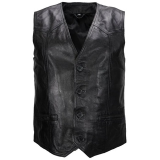 Lolus Lederweste Ludwig schwarz Herren Lederweste mit Knopfverschluss aus weichem Lammnappa Leder schwarz 58