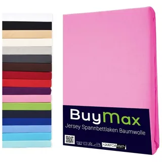 Buymax Spannbettlaken Buymax Jersey aus 100% Baumwolle, Jersey, Gummizug: Rundumgummi, (1 Stück), Pflegeleicht und Atmungsaktiv in Verschiedenen Farben und Größen rosa 90 cm x 200 cm